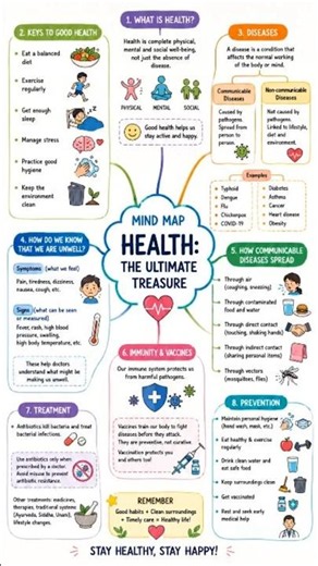 📘 Class 8 Science – Chapter 3: Health: The Ultimate Treasure #visuallearning #biology #science