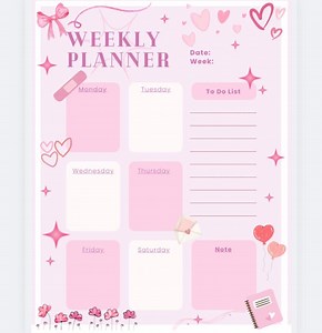 Pink Weekly Digital Planner: Undated PDF Organizer - Etsy