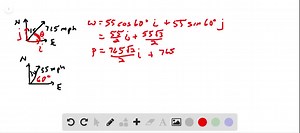 SOLVED: True Velocity of a Jet A jet is flying through a wind that is blowing with a speed of 55 mi / h in the direction N 30^∘ E (see the figure). The jet has a speed of 765 milh relative to the air, and the pilot heads the jet in the direction N 45^∘ E. (a) Express the velocity of the wind as a vector in component form. (b) Express the velocity of the jet relative to the air as a vector in component form. (c) Find the true velocity of the jet as a vector. (d) Find the true speed and direction 