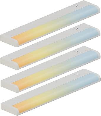 ZAGO 18 Inch LED Hardwired Under Cabinet Lighting with Clamp Connector, 5CCT Switchable, Undercounter Led Lights for Kitchen, 120V, 9W, 620-750LM, ETL & Damp Rated, White, 4 Packs