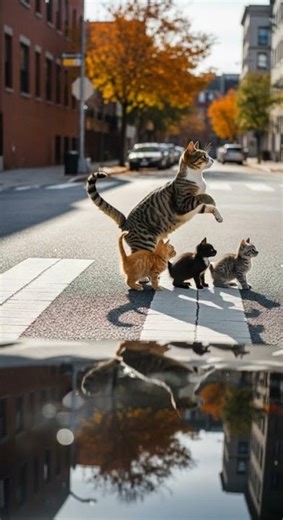 Angry Mama Tabby Cat Protects Her Kittens at Midnight Attack #catdefense #mamacat #kittens