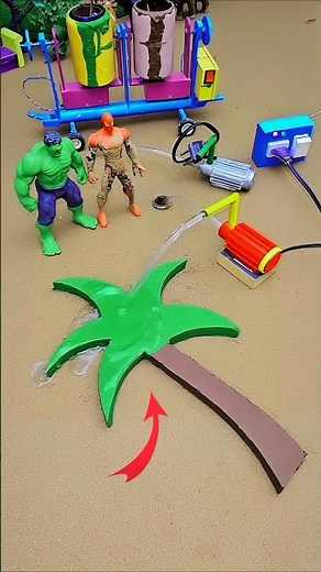 Mini hand pump water science project with choculate green concrete & mixer diy tractor short No. 483