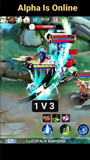 alpha 1 v 3 fighting mlbb | Mlbb alpha gameplay shorts video edits| alpha builds