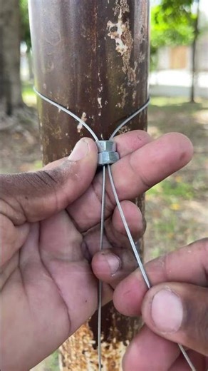 Steel cable locking using 3 nutsStrong hold without#SmallTownBuild #SteelCable #SecureLock