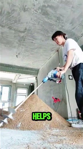 Powerful Cement Mixer Drill – Fast Concrete Sand Mixing Tool | Female Worker Construction Skills
