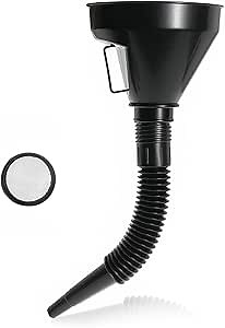 Wide Mouth Oil Funnel with Flexible Extension, Large Funnels for Automotive Use, Vehicle Nozzle Hose with Handle Mesh Removable Mesh Screen Filter, Car Accessories