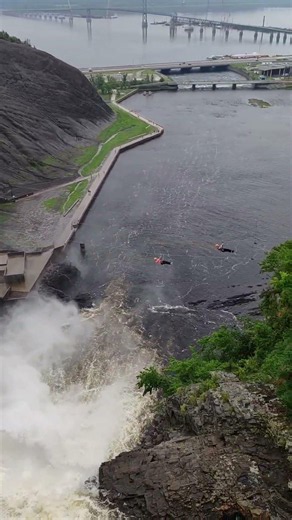 Ziplining over Montmorency falls 🫣😲🇨🇦 #foryou #travel #shortvideo #trending #zipline