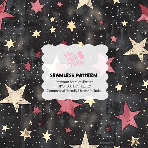 Star Seamless Pattern, Vintage Stars Print, Night Sky Star Pattern, Cute Celestial Fabric Design, Kids Nursery Textile - Etsy