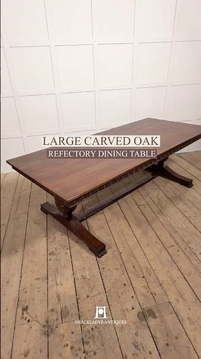 Large Carved Oak Refectory Dining Table