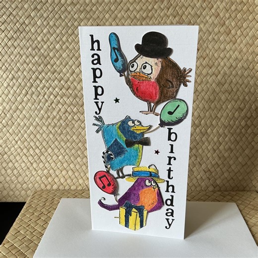 Quirky Birds Birthday Card: Comical Feathered Friends Greeting - Etsy