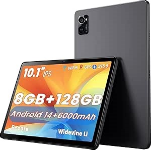 Azeyou Android Tablet 10 Inch, 8GB RAM 128GB, Octa-Core, 1280×800 IPS Display, WiFi 6 Bluetooth 5.0, 6000mAh Long-Lasting Battery, Dual Camera, Face Unlock, Parent Control, GMS Certified, Metal