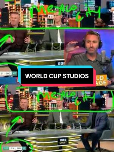 BBC World Cup studio desk halftime coverage with instant virtual backgrounds