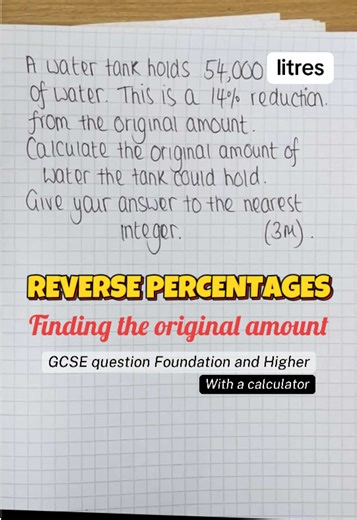 Reverse Percentages Explained for GCSE Revision