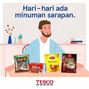 Air teh, kopi, susu segar atau yogurt, air berkabornat pun sedap juga. Semuanya di Tesco dengan harga rendah setiap hari. | Lotus's Malaysia