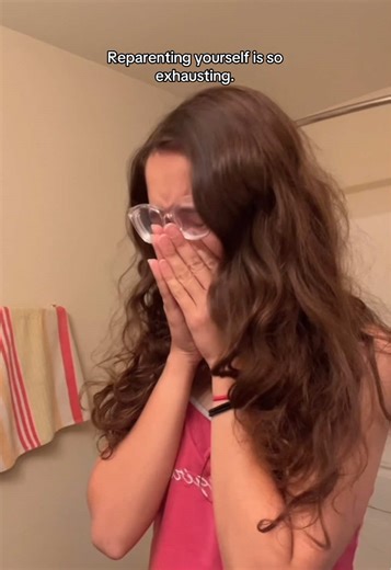 Reparenting yourself can be deeply healing and deeply exhausting🫩💖 #innerchildhealing #reparenting #healingjourney #healingisntlinear #selfcompassion