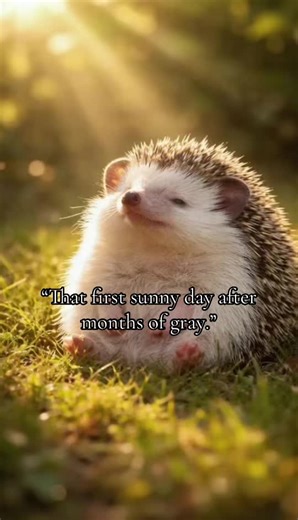 Cute hedgehog enjoying the warm sunshine in a cozy spring moment. This wholesome animal video captures the peaceful feeling of the first sunny day after winter. Perfect cozy animal vibes for hedgehog lovers, cute animal fans, and relaxing nature content.