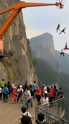 Cliffside Swing Suddenly Broke… People Fell Into the Valley 😱 #shortsvideo #cliff #accident