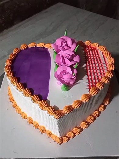 Simple Design Heart Shape Cake Decorating Tutorial