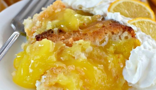 Magic Lemon Cobbler - Pour the batter in a baking dish and the lemon pie filling and the cobbler magically switch places.