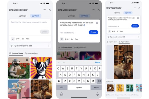 微軟與OpenAI合作，將Sora影片生成技術整合進行動版Bing服務