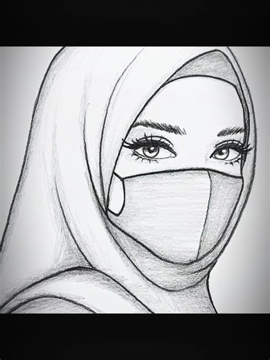 How to Draw a Hijab Girl with a Mask - Easy Step-by-Step Tutorial