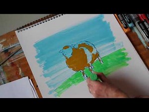 quirky sheep painting in about ten minutes using acrylic paint markers
