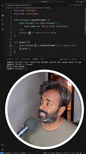 thread auto move when copied in C++ #cppprogramming #multithreading