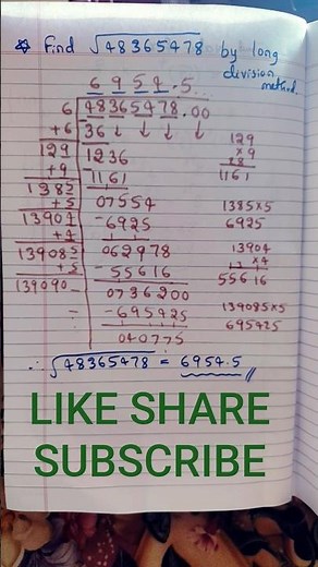 Square Root by Long Division Method | Step-by-Step Explanation#shorts