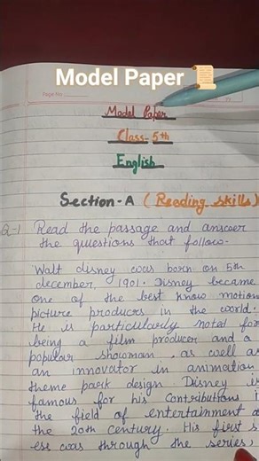 Model Paper for class 5. Subject English