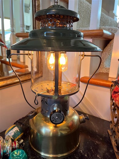 Electric Vintage Coleman Lantern Table Lamp, Rotary Dimmer!, Brass Tank, Great Gift for Outdoorsman, Log Cabin - Etsy