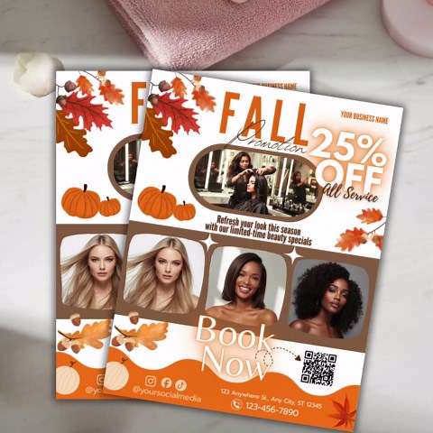 Fall Promotion Flyer Template, Autumn Sale Flyer, Beauty Salon Marketing Poster - Etsy