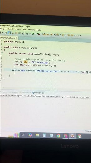 How to Display ASCII value for String | Java Interview Question #javainterview #coding #java