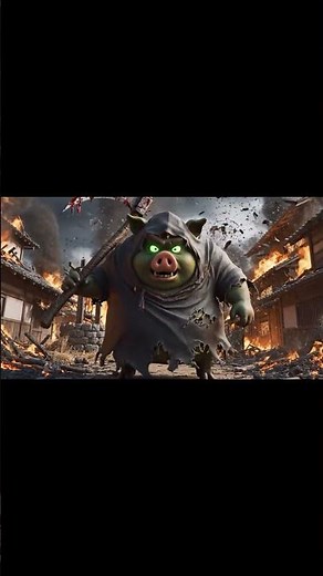 Evil pigs attack the village!!!😰😰#angrybirds #fighting #short#animation