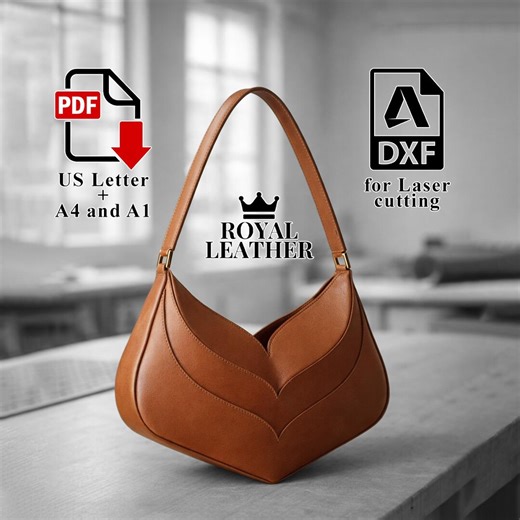 PDF and DXF Leather Hobo Bag Pattern: Shoulder Bag Template Laser Cut - Etsy