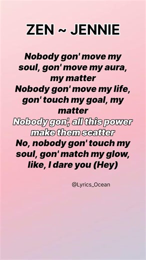 ZEN ~ JENNIE #lyrics #zen #jennie #kpop #song #songlyrics #viral #music #shorts