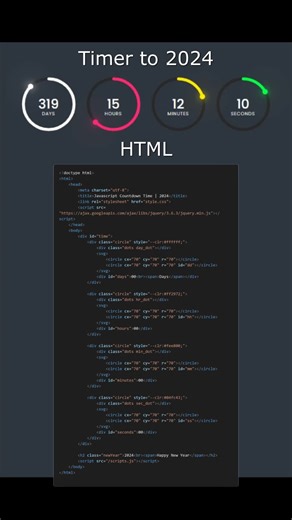 Timer to 2024 #webdesign #html #code #htmlcss #javascript #clock