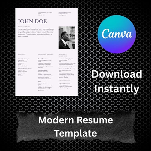 Management Resume Template Canva | Professional Resume | Modern Corporate Resume | Editable One Page Resume Digital Download - Etsy