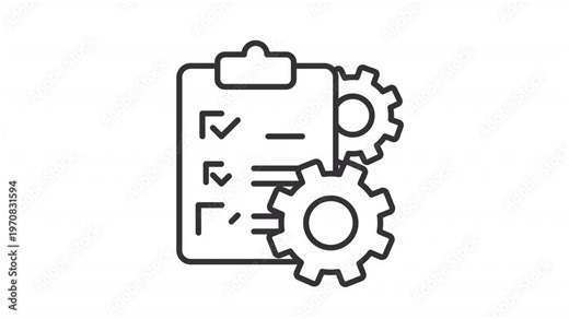 Animated survey process line icon. Settings pf poll animation. Task management, operational efficiency. Technical workflow. Outline element on white background. HD video with alpha channel