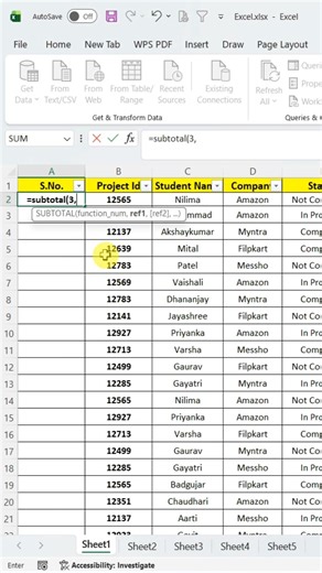 Excel Filter Lagate Hi Serial Number Auto Change | SUBTOTAL Formula Trick (Part-65)