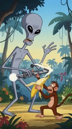 Alien Monkey Cartoon Shorts #monkey #monkeyshorts #alienshorts #alien #cartoon #cartoonshorts #fame