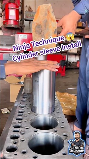 Cylinder Sleeve Installation in Cummins Engine 🔧 Full Rebuild #engine #mechanic #cylinder #shorts#yt
