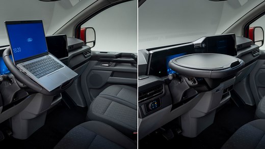 2024 Ford Transit Custom steering wheel converts to desk, table