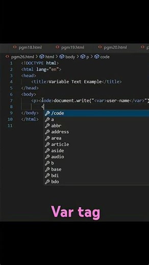 html code using var tag
