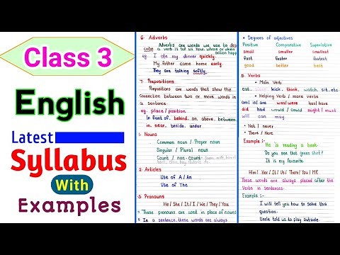 Class 3 syllabus | Class 3 English Syllabus | Class 3 grammar Syllabus | Class 3