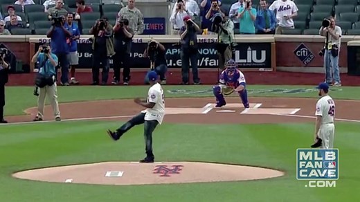 50 Cent's First Pitch at Mets/Pirates Game -- THE MASSACRE [VIDEO]
