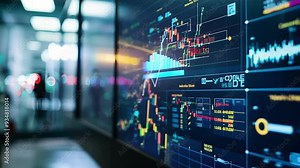 Digital control panel is displaying various information about the production process, highlighting the innovative technology used in modern manufacturing Stock Video