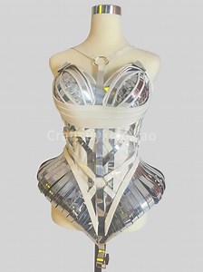 Handmade Silver Sequin Burlesque Corset: Futuristic Rave Bustier - Etsy