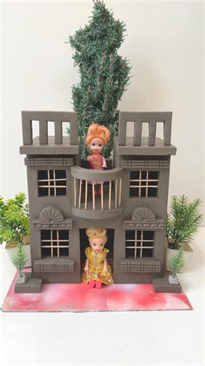 Beautiful miniature clay house 🏠 #craft #diy #clayhouse #art #dollhouse #shorts