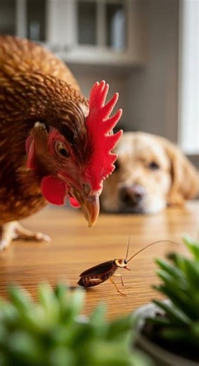 Shocking! Chicken faces cockroach — who wins the ultimate showdown #pets #wildlife #funny