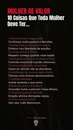 10 COISAS que toda MULHER deve ter ( e SABER) #shorts #hábitos